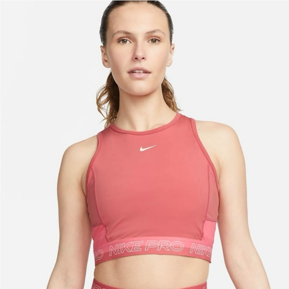 Nike- Pro Dri-Fit Womens Cropped Training Tank(Sea Coral/Coconut Milk)-Small